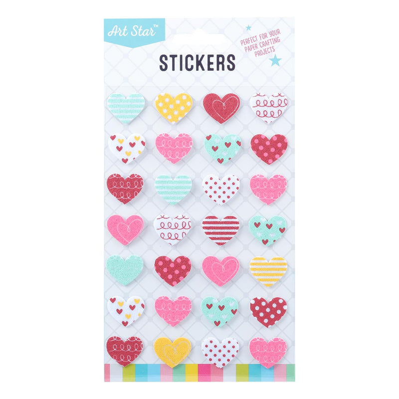 Lavender Art Star Felt Stickers - Patterned Hearts Stickers