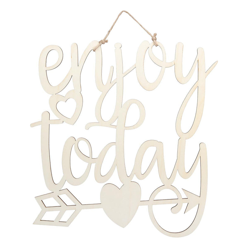 Beige Urban Crafter Plywood Enjoy Today Hanging Sign Objects
