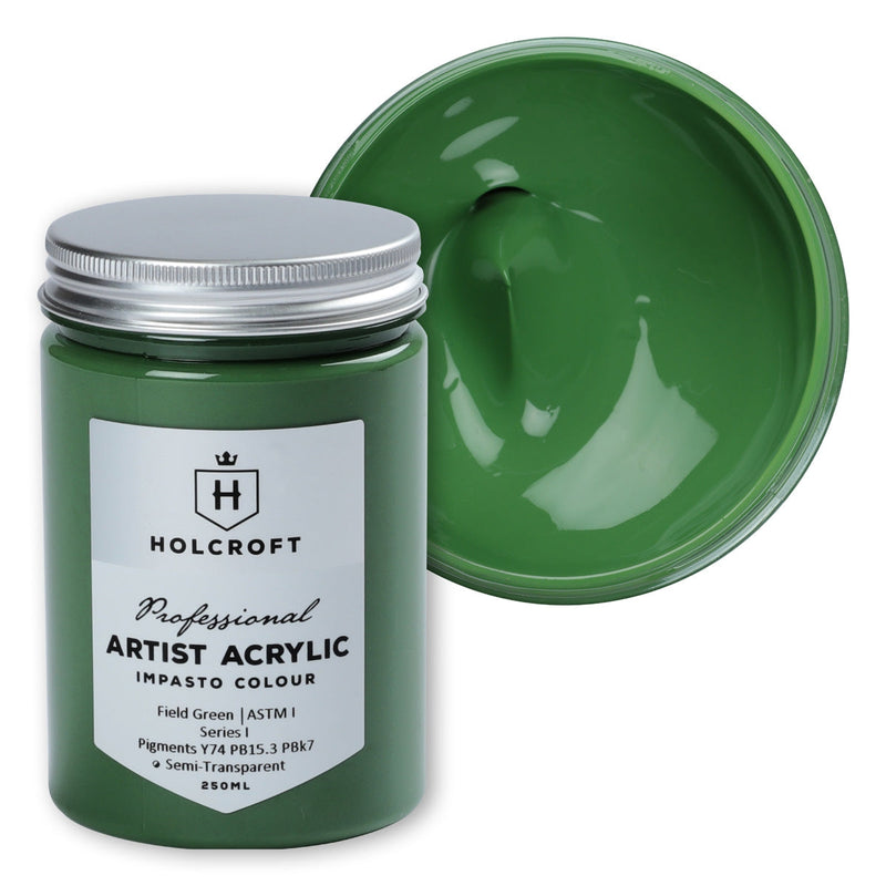 Dark Slate Gray Holcroft Professional Acrylic Impasto Paint Field Green S1 250ml Acrylic Paints