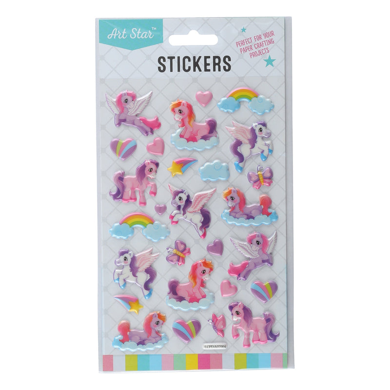 Gray Art Star Puffy Stickers - Rainbow Unicorns Stickers