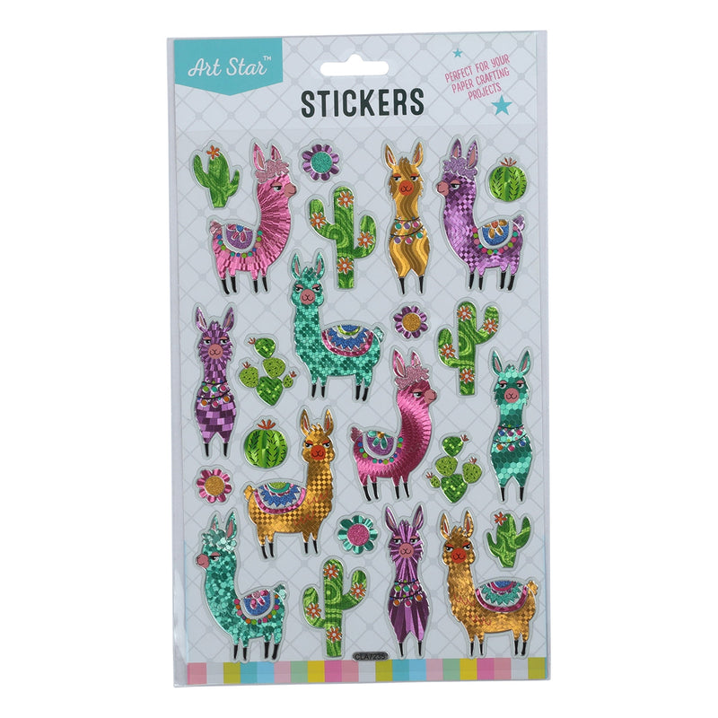 Gray Art Star Hologram Stickers - Llamas Kids Stickers