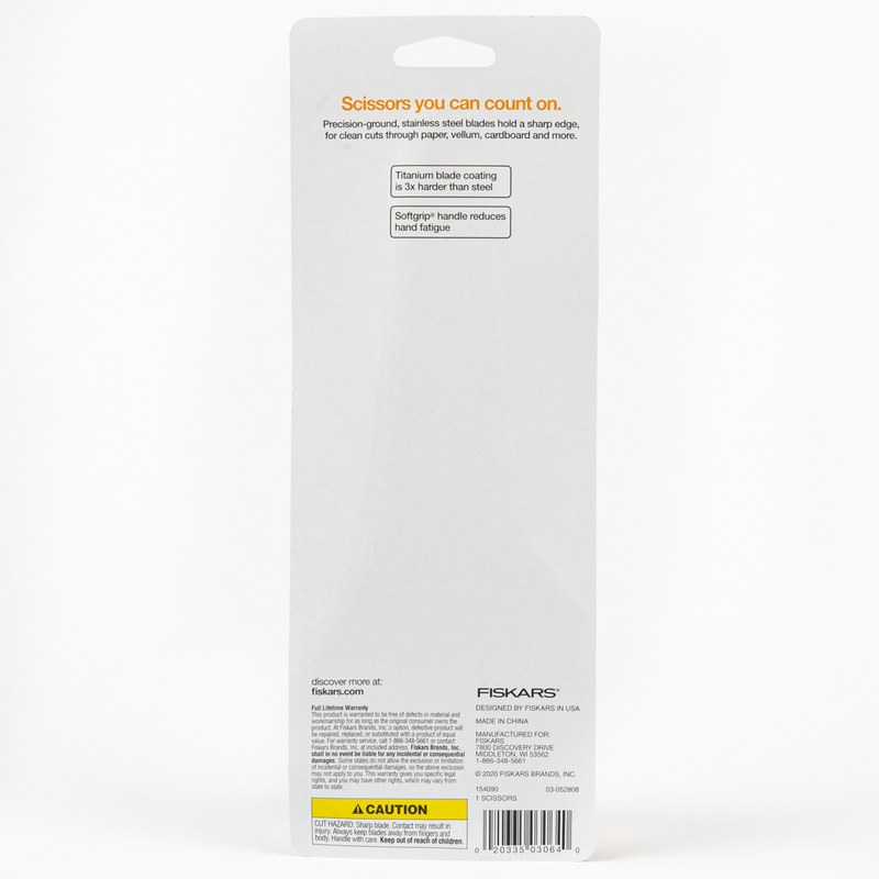 White Smoke Fiskars Titanium 8" Softgrip Scissor Quilting and Sewing Tools and Accessories