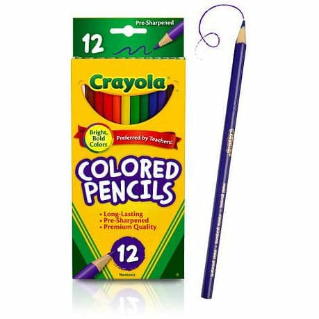 Gold Crayola 12 Full Size Colored Pencils Kids Pencils