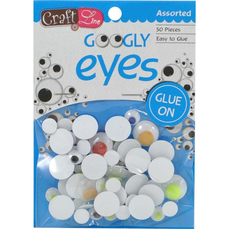 Craft Line Coloured Googly Eyes 50 Pieces