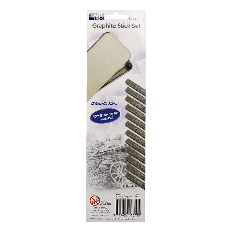 Light Gray The Art Studio Graphite Sketch Stick Set (12 Pieces) Pastels & Charcoal