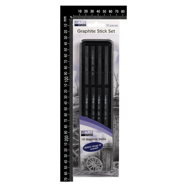 Black The Art Studio Graphite Sketch Stick Set (12 Pieces) Pastels & Charcoal