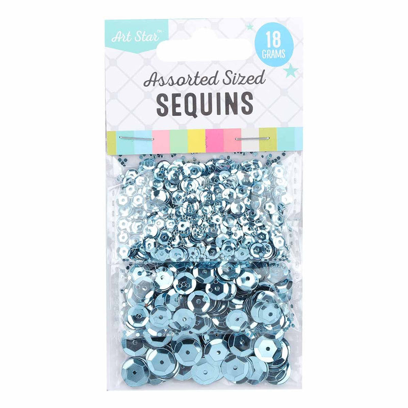 Light Slate Gray Art Star Sequins Light Blue Assorted Sizes 18g Sequins and Rhinestons