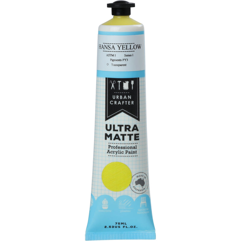 Urban Crafter Ultra Matte Acrylic Paint Transparent Hansa Yellow S1 ASTM1 75ml