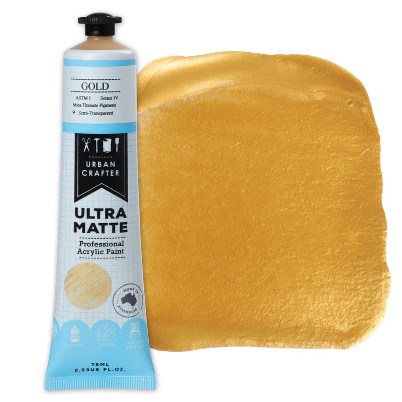 Urban Crafter Ultra Matte Acrylic Paint 75ml Gold S4 ASTM1 Semi-Transparent