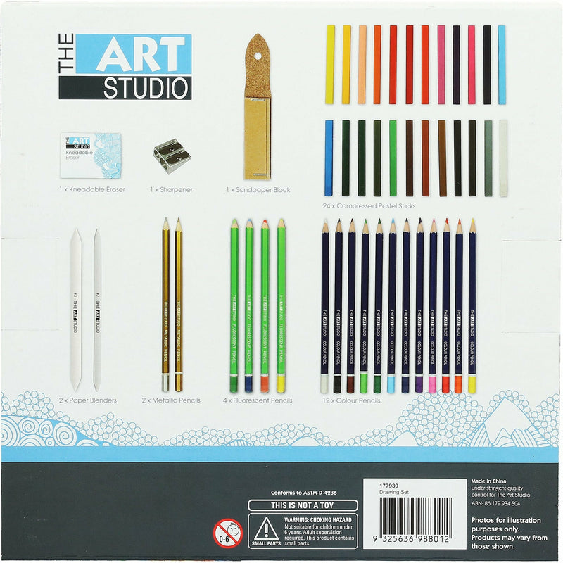 Medium Sea Green The Art Studio Drawing Set In Wooden Case (48 Pieces) Drawing and Sketching Sets
