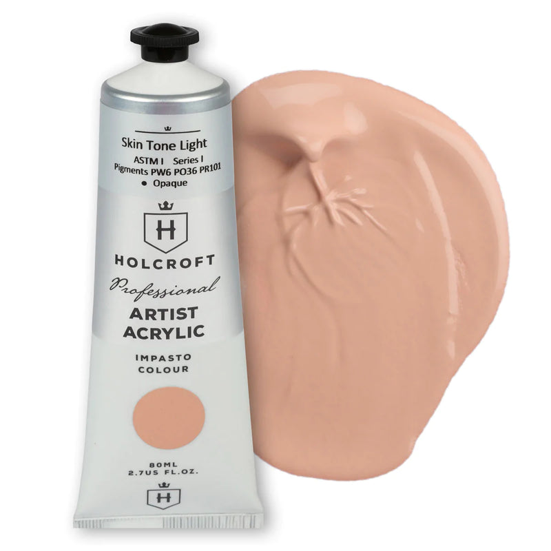 White Smoke Holcroft Professional Acrylic Impasto Paint Skin Tone Light 80ml Acrylic Paints