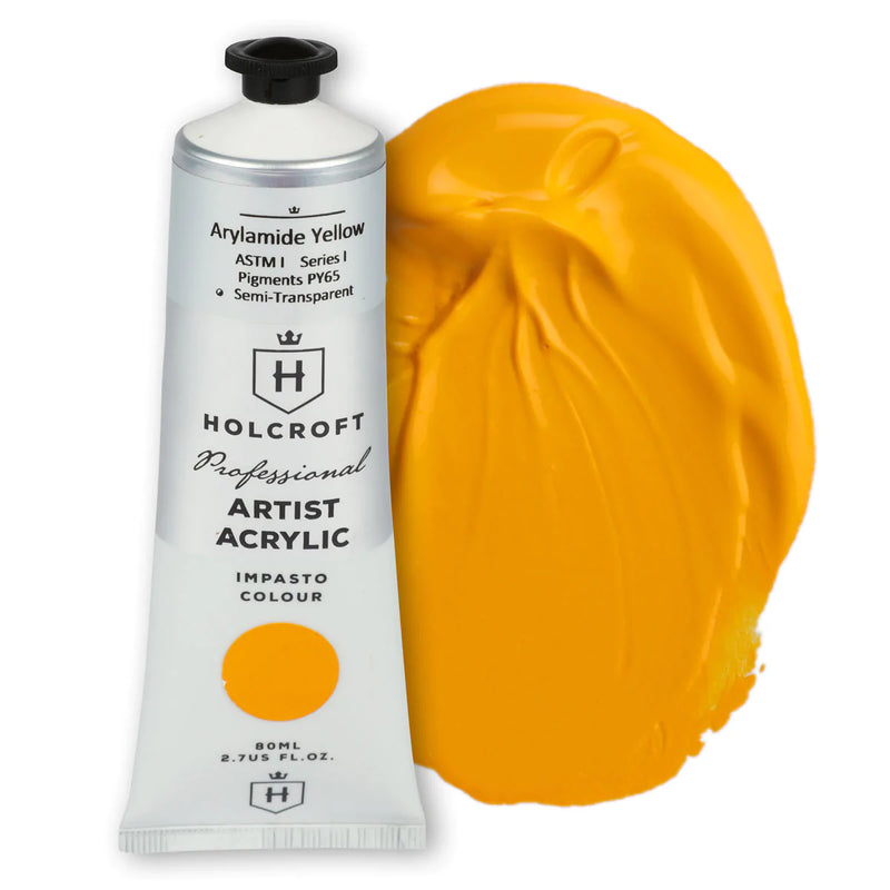 Dark Orange Holcroft Professional Acrylic Impasto Paint Arylamide Yellow 80ml Acrylic Paints