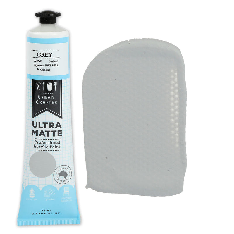Gray Urban Crafter Ultra Matte Acrylic Paint Grey Opaque S1 ASTM1 75ml Acrylic Paints