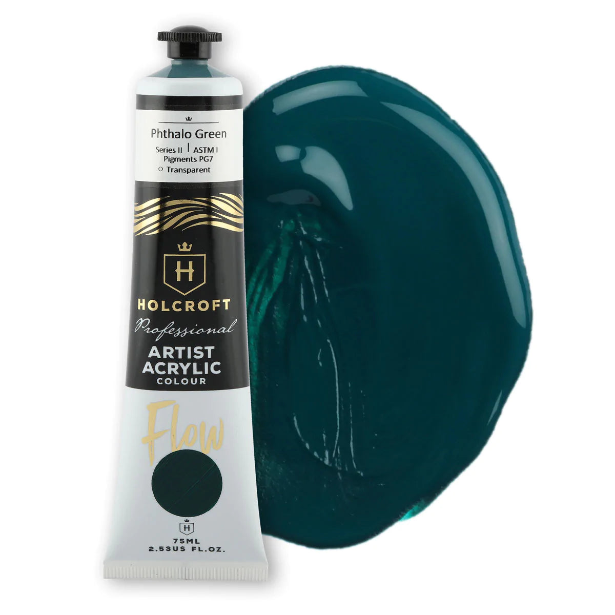 Holcroft Professional Acrylic Flow Paint Phthalo Green S2 ASTM1 75ml