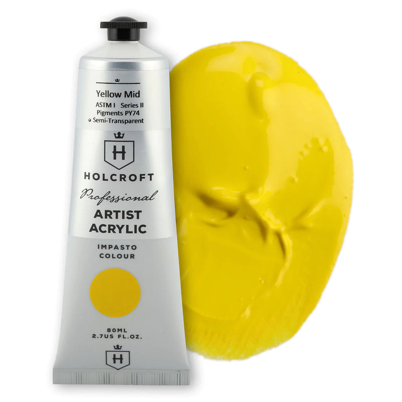 Gold Holcroft Professional Impasto Acrylic Paint 80ml Yellow Mid S2 Acrylic Paints