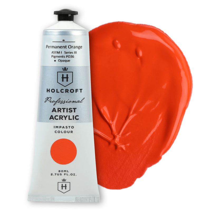 Holcroft Professional Acrylic Impasto Paint Permanent Orange S3 80ml