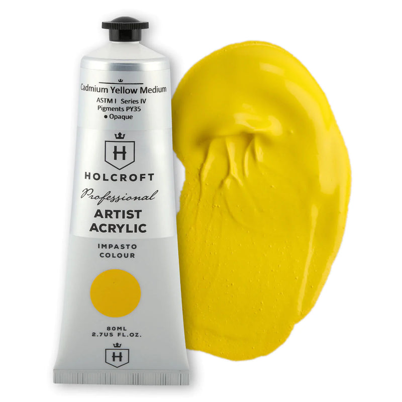 Goldenrod Holcroft Professional Acrylic Impasto Paint Cadmium Yellow Medium S4 80ml Acrylic Paints