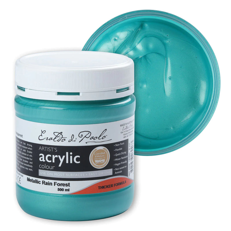 Light Sea Green Eraldo Di Paolo Di Paolo Acrylic Paint Metallic Rain Forest 500ml Acrylic Paints