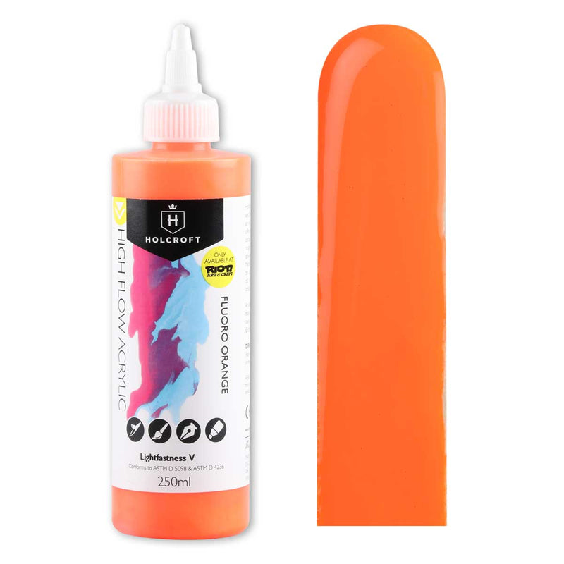 Tomato Holcroft High Flow Acrylic Paint Fluro Orange 250ml Acrylic Paints
