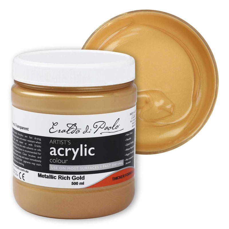 Dark Khaki Eraldo Di Paolo Acrylic Paint Metallic Rich Gold 500ml Acrylic Paints