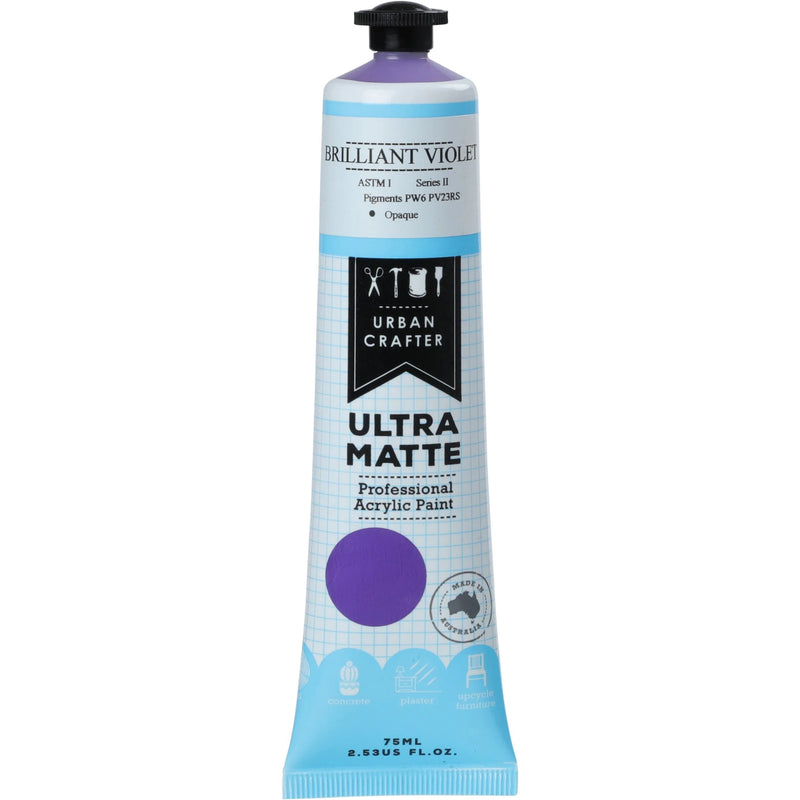 Dark Slate Blue Urban Crafter Ultra Matte Acrylic Paint Opaque S2 ASTM1 Brilliant Violet 75ml Acrylic Paints