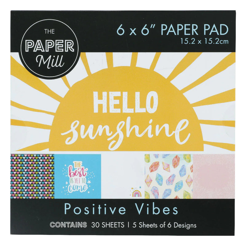 The Paper Mill Paper Pad Positive Vibes Design 6 x 6 Inch 30 Sheets