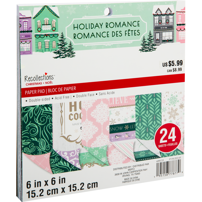 Light Gray Recollections Paper Pad 6X6 Holiday Romance 24 Sheets Christmas