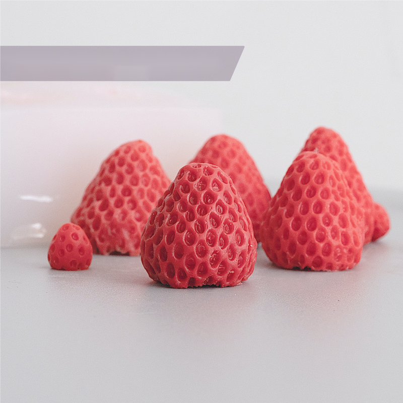 Light Gray Clay Studio 3D Strawberry Silicone Mold for Polymer Clay and Resin