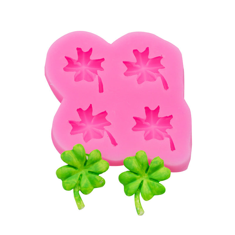 Hot Pink Clay Studio Four Leaf Clover Silicone Mold for Polymer Clay and Resin 7.5x6x0.8cm Moulds