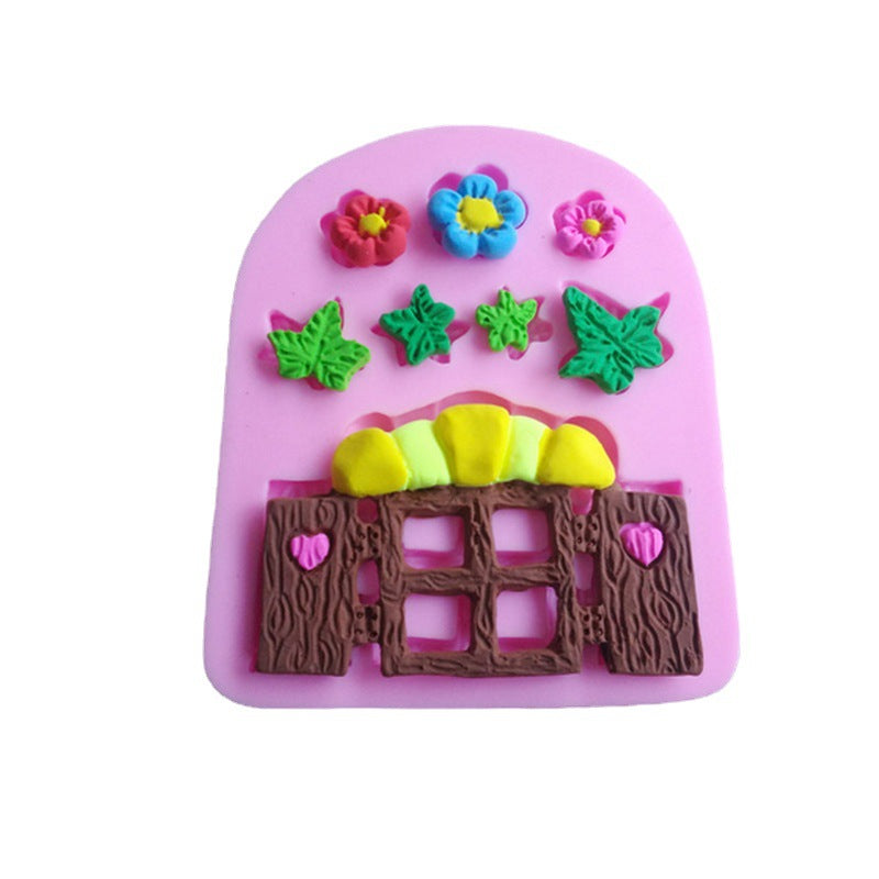 Plum Clay Studio Flower Door Silicone Mold for Polymer Clay and Resin 10.3x8.3x1.2cm Moulds
