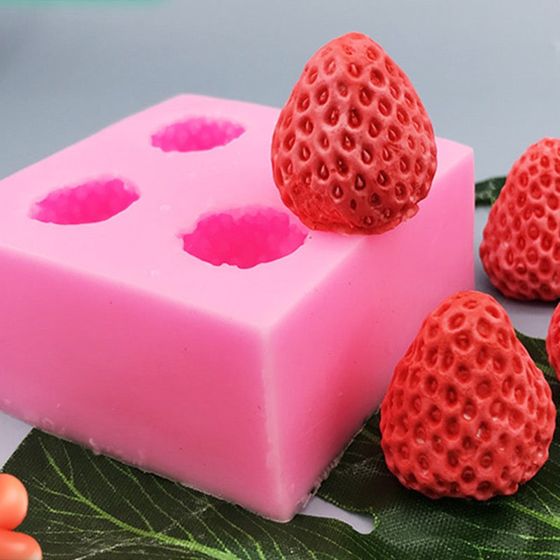 Gray Clay Studio 3D Strawberry Silicone Mold for Polymer Clay and Resin