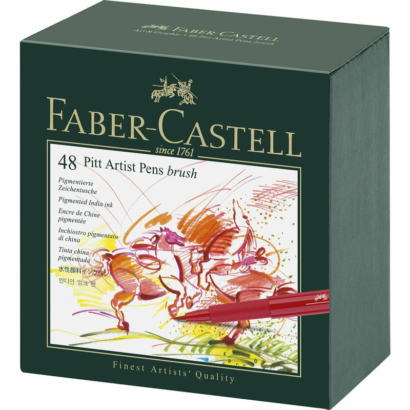 Light Gray Faber Castell Pitt Artist Brush Pens  Assorted – Box of 48   In a plastic case Brush Pen