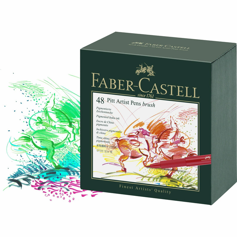 Light Gray Faber Castell Pitt Artist Brush Pens  Assorted – Box of 48   In a plastic case Brush Pen