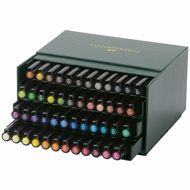 Black Faber Castell Pitt Artist Brush Pens  Assorted – Box of 48   In a plastic case Brush Pen