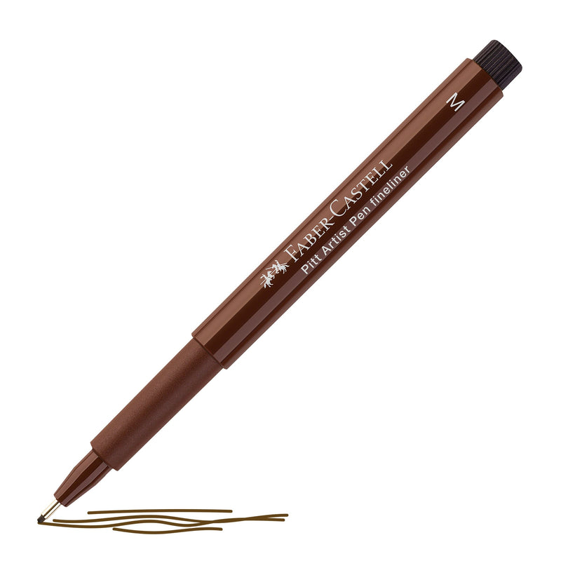 Dark Olive Green Faber Castell Pitt Artist Fineliner Pen  M – 0.7mm  175 Dark Sepia Pens and Markers
