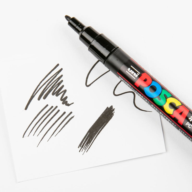 White Smoke Posca Fine Bullet Tip Black Pens and Markers