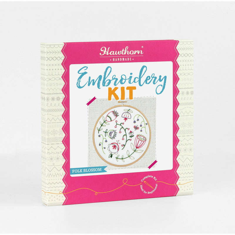 Violet Red Hawthorn Handmade Folk Blossom Embroidery Kit Needlework Kits