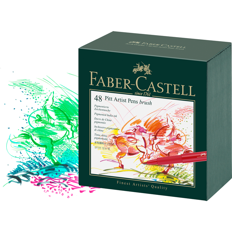 Spring Green Faber Castell Pitt Artist Brush Pens  Assorted – Box of 48   In a plastic case Brush Pen