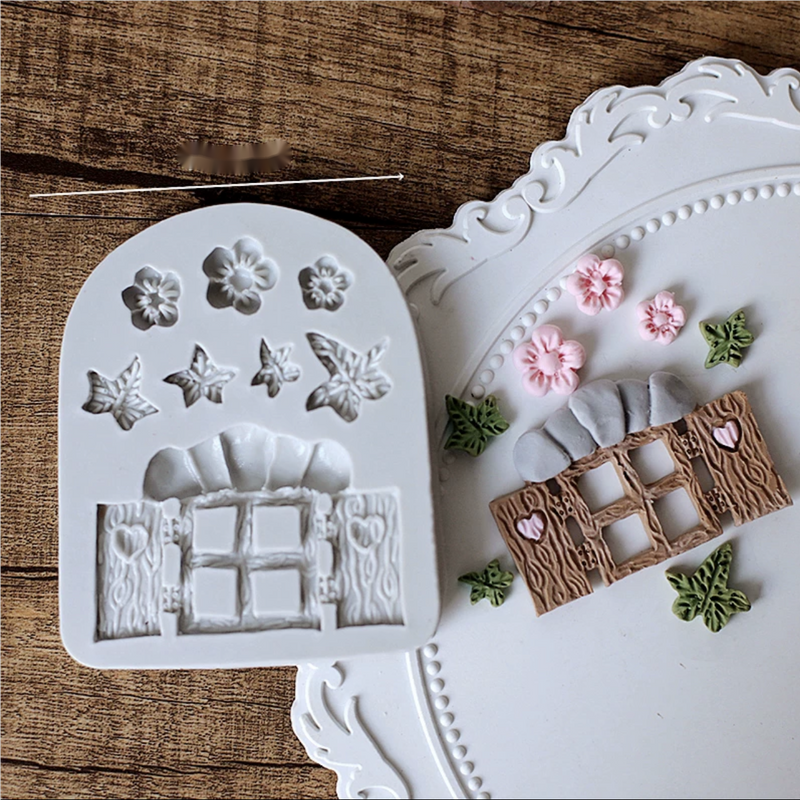 Gray Clay Studio Flower Door Silicone Mold for Polymer Clay and Resin 10.3x8.3x1.2cm Moulds