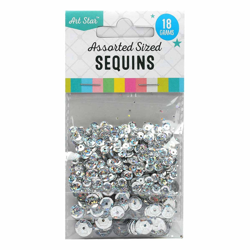 Dark Gray Art Star Sequins Holographic Silver Assorted Sizes 18g Sequins and Rhinestons