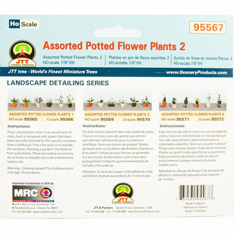 White Smoke Wee Scapes Assorted Potted Flower Plants 2 (6 Pack) Architectural Model Supplies
