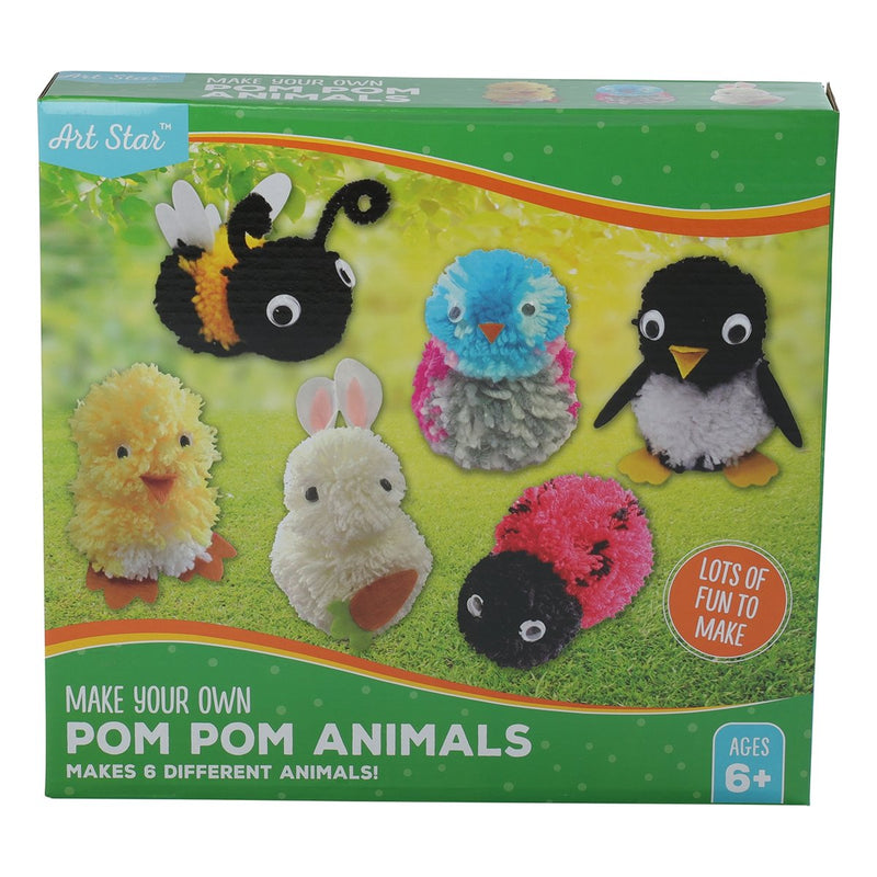 Yellow Green Art Star Make Your Own Pom Pom Animals Kit Makes 6 Kids Craft Kits