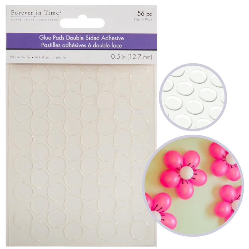 Light Gray MultiCraft Clear Glue Pads: High Tack Flat Acid Free-Round 12.7mm (56 Pieces) Craft Basics