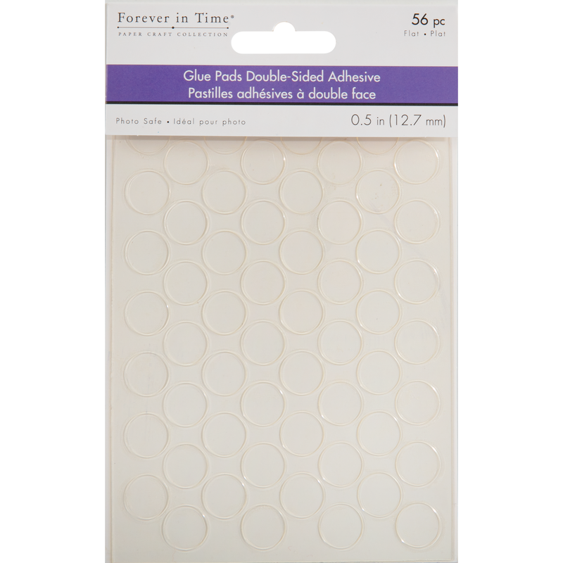 Light Gray MultiCraft Clear Glue Pads: High Tack Flat Acid Free-Round 12.7mm (56 Pieces) Craft Basics