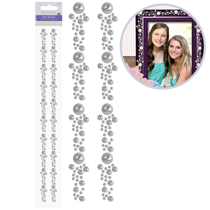 Light Gray MultiCraft Paper Craft Sticker: Gem Borders-Pearl 30.5cm (2 Pack) Paper Craft