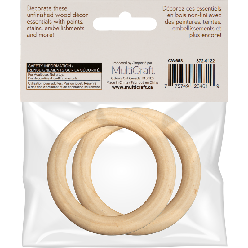Light Gray MultiCraft Craftwood Rings-Natural 70mm (2 Piece) Woodcraft