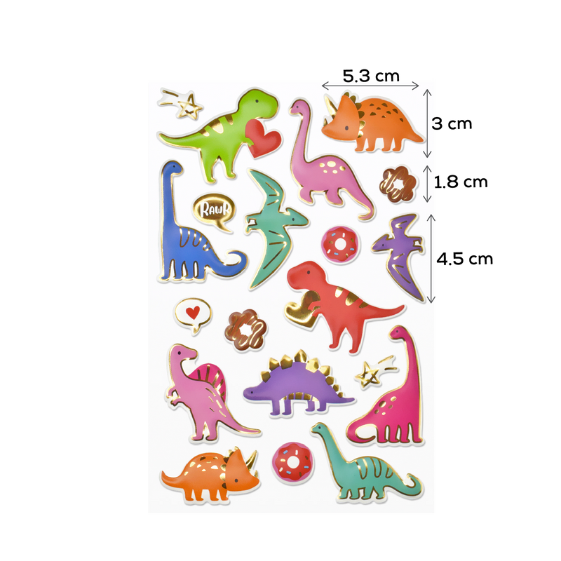 Beige MultiCraft Paper Craft Sticker: 3D Puffy Foil-Dino 14x21cm Paper Craft