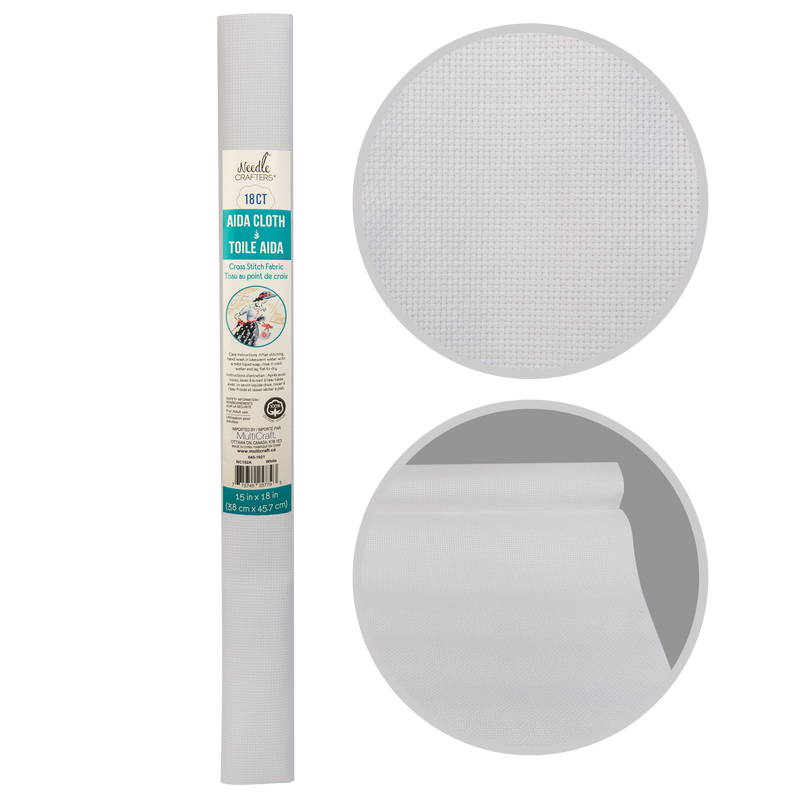 Light Gray MultiCraft Needlecrafters Cross Stitch Fabric Aida Cloth 18ct-White 38.1x45.7cm Needlework
