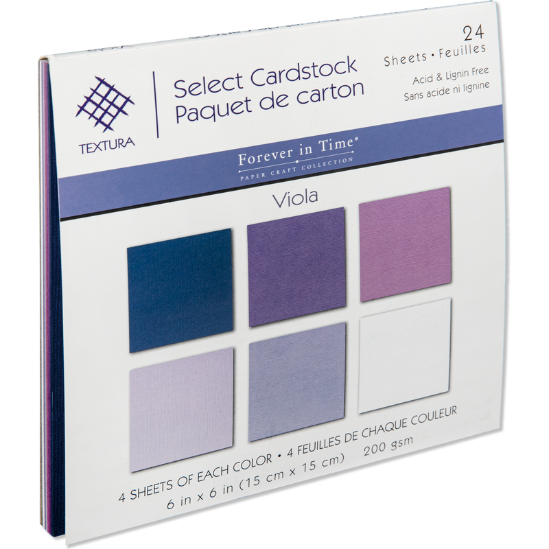 Light Gray MultiCraft Cardstock: Textura Select Packs-Viola Assortment 15.2x15.2cm (24 Pack) Paper Craft