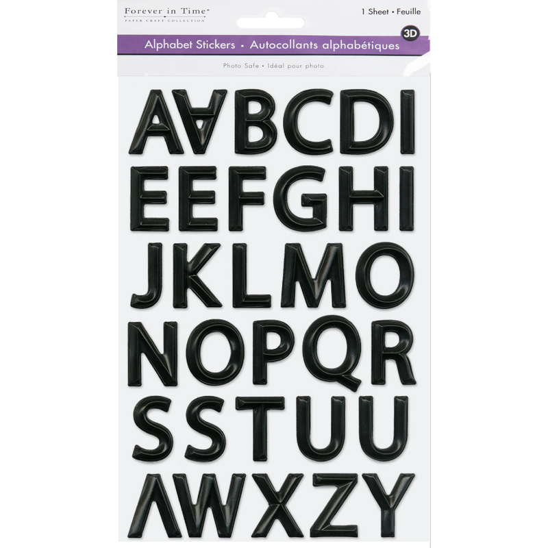 Lavender MultiCraft Paper Craft Sticker: 3D Alpha PVC-Black 14.5x24.9cm Paper Craft